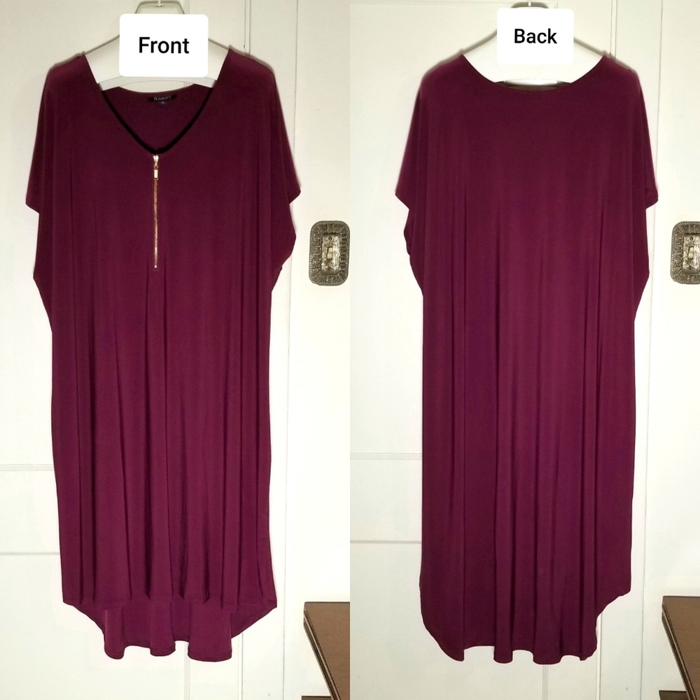 Zipper Shift Dress with Hi-low hem SX 30W